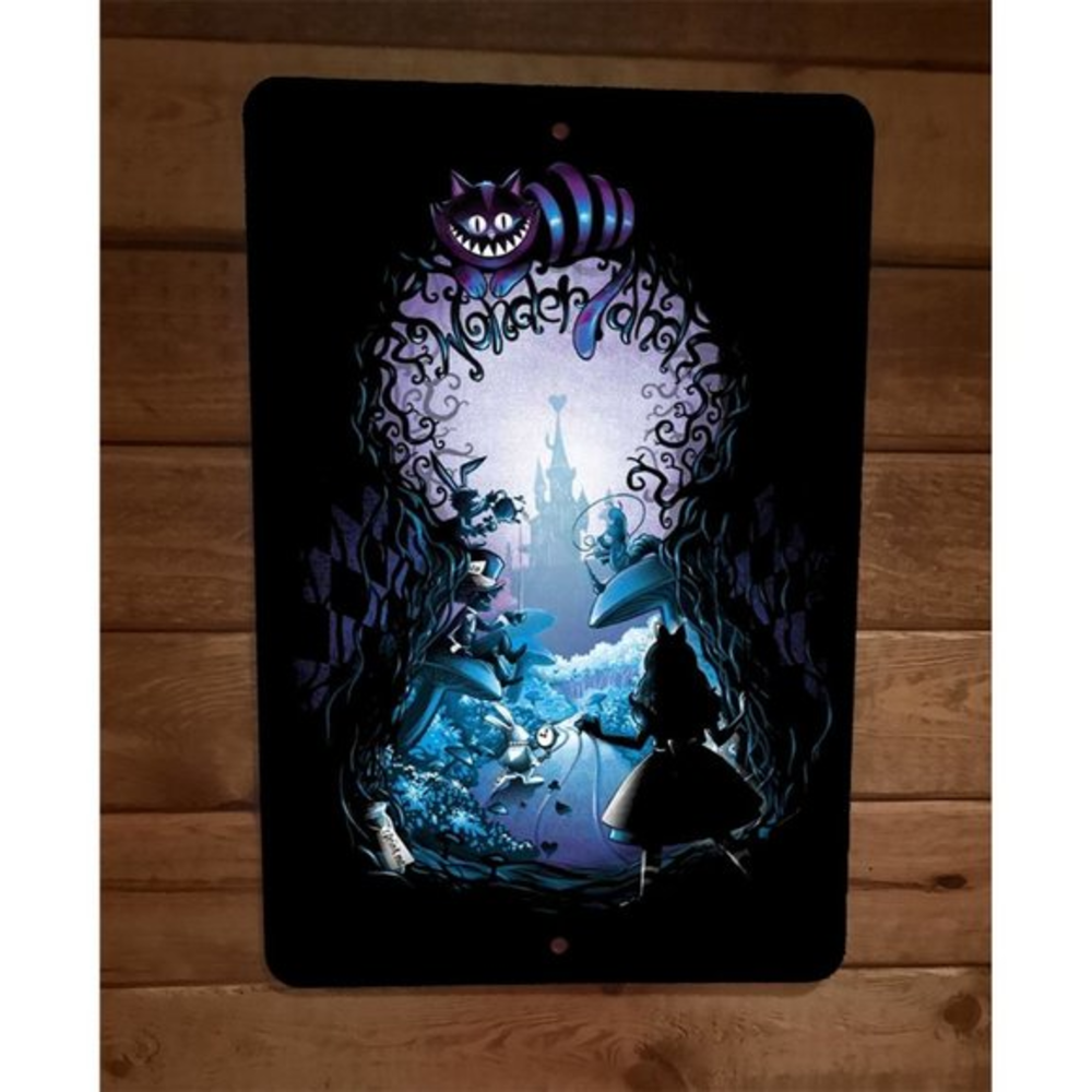 Into Wonderland 8x12 Metal‎ Wall Sign Poster Disney Alice
